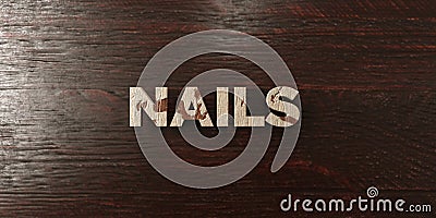 Nails - grungy wooden headline on Maple - 3D rendered royalty free stock image Stock Photo