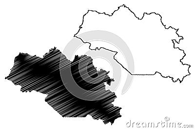 Nainital district Uttarakhand or Uttaranchal State, Republic of India map vector illustration, scribble sketch Nainital map Vector Illustration