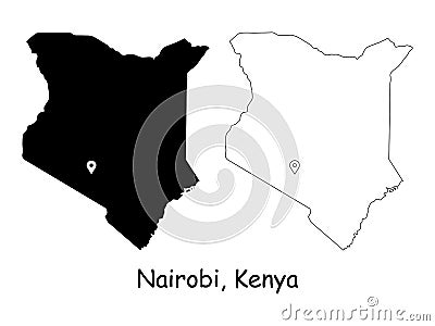 Nairobi Kenya. Detailed Country Map with Location Pin on Capital City. Vector Illustration