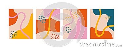 Naive groovy abstract shapes set. Brutal contemporary figure circle oval wave patterns. Swiss design aesthetic Vector Illustration
