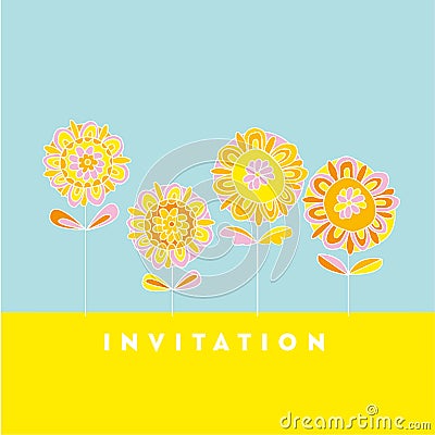 Naive style hand drawn decorative Marigold flower Vector Illustration