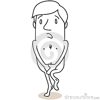 Naked Cartoon Man Covering Himself Stock Vector - Image: 39131626