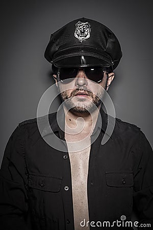 Naked, Good looking policeman, police Stock Photo