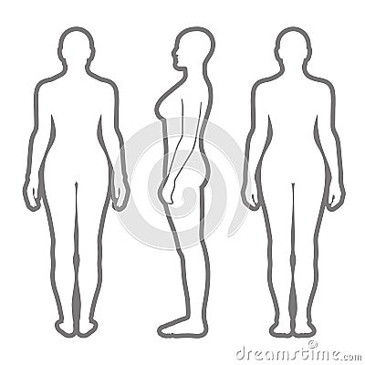 Naked standing woman silhouette Vector Illustration