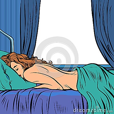 Naked woman sleeping Vector Illustration