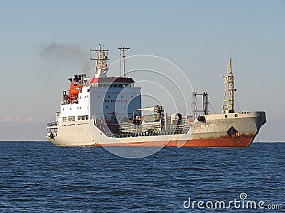 Nakhodka, Primorsky kray / Russia - September 25 2018: Oil product tanker Belogorsk at anchor near port Nakhodka Editorial Stock Photo