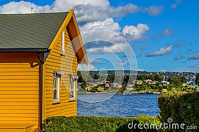 Nakholmen the cottage island 15 minutes from Oslo downtown Stock Photo