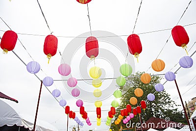 Nakhon sawan festival,lamp,hanging lamp,king lght ,Chinese New Year, Chinese New Year activities, dragon,dragon dance , The Chines Editorial Stock Photo