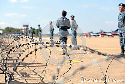 Nakhonratchasima, THAILAND November 27, 2015 : Fence of soldier Editorial Stock Photo