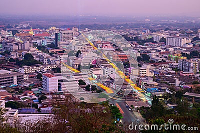 NAKHONSAWAN, THAILAND - January 24, 2020 : Aerial view of Nakhon Sawan cityscape Editorial Stock Photo