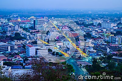 NAKHONSAWAN, THAILAND - January 24, 2020 : Aerial view of Nakhon Sawan cityscape Editorial Stock Photo
