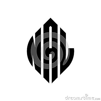 NAL circle letter logo design with circle and ellipse shape. NAL ellipse letters with typographic style. The three initials form a Vector Illustration