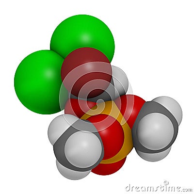 Naled insecticide molecule organophosphate class. 3D rendering. Atoms are represented as spheres with conventional color coding Stock Photo