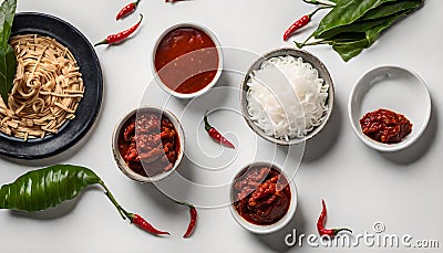 Nam Prik Ong Extravaganza: Northern Thai Meat and Tomato Spicy Dip Stock Photo