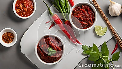 Nam Prik Ong Extravaganza: Northern Thai Meat and Tomato Spicy Dip Stock Photo