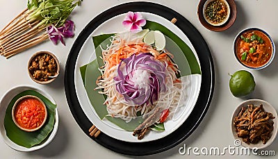 Nam Prik Ong Extravaganza: Northern Thai Meat and Tomato Spicy Dip Stock Photo