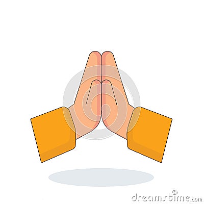 namaste hand vector art, Hands folded in prayer icon. Flat design. Vector illustration. Vector Illustration