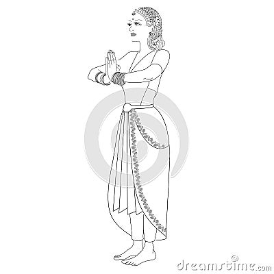 Namaste Woman indian Vector Illustration