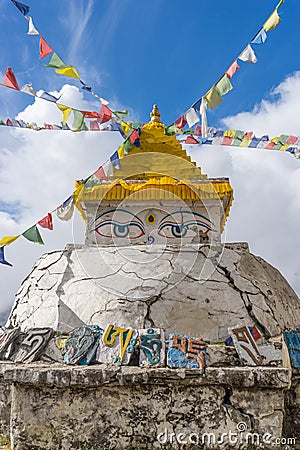 Namche Bazaar stupa, Everest region Stock Photo