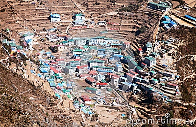 Namche Bazar - Sagarmatha national park - Khumbu valley Stock Photo