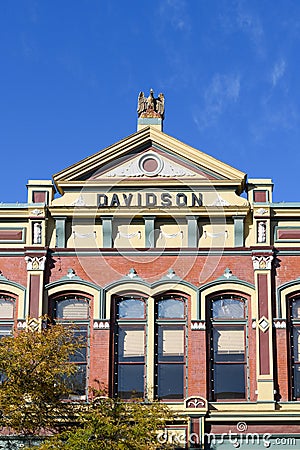 Name of Davidson building on upper level in downtown Ellensburg Editorial Stock Photo