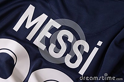 Name of Lionel Messi on PSG Paris Saint Germain Jersey Editorial Stock Photo