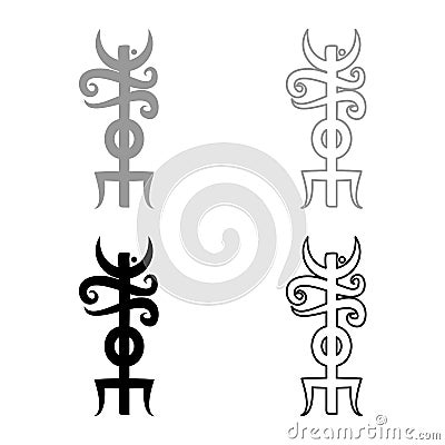 Name Odin rune Rune hide the name of Odin galdrastav icon set grey black color illustration outline flat style simple image Vector Illustration