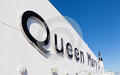 The Name Queen Mary 2 Adorns the Cunard Cruise Liner Editorial Stock Photo