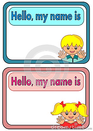 Name Tag for Kids Vector Illustration