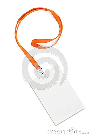 Name Tag With Lanyard on White Stock Photo