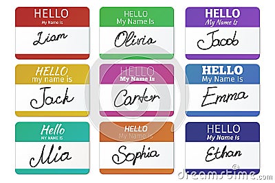 Name tag vector set. Hello my name is Vector Illustration