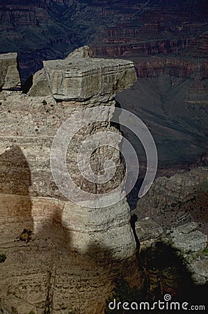 A long exposure of an isolated rock formation in the Grand Canyon. Stock Photo