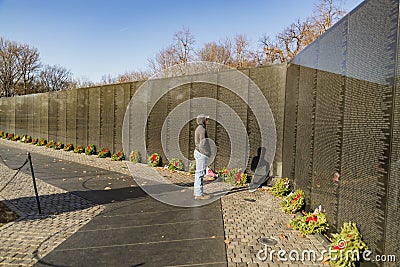 Names on Vietnam War Veterans Memorial in Washington DC, USA Editorial Stock Photo