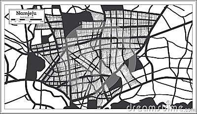 Namjeju South Korea City Map in Black and White Color in Retro Style Stock Photo