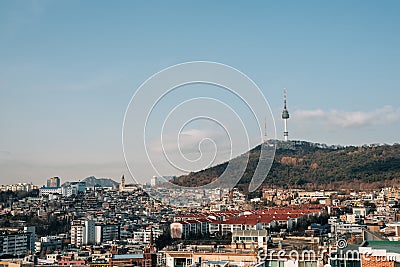 Namsan tower and Itaewon street panoramic view in Seoul, Korea Editorial Stock Photo