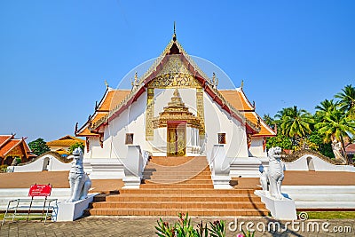 Wat Phumin, Buddhist temple that has unique and beautiful Lanna architecture. Editorial Stock Photo