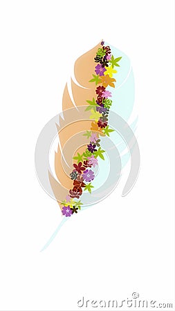 Nanapan flowers on chicken feathers Stock Photo