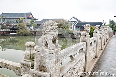 Stone lion bridge-Nanchang Mei Lake Scenic Area Stock Photo