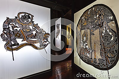 Nang Yai or Large Puppets Shadow Play figure. Thai Art. Editorial Stock Photo