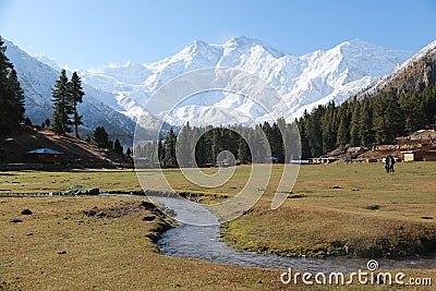 Nanga Parbat Snow Mountain in Pakistan Stock Photo