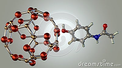 Nano-Cages bonding with paracetamol molecules Stock Photo