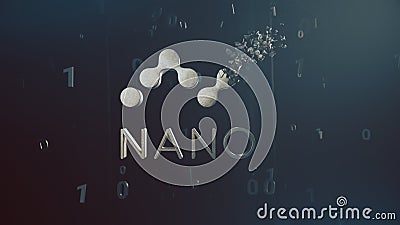 Nano cryptocurrency crushing logo 3d illustration Cartoon Illustration