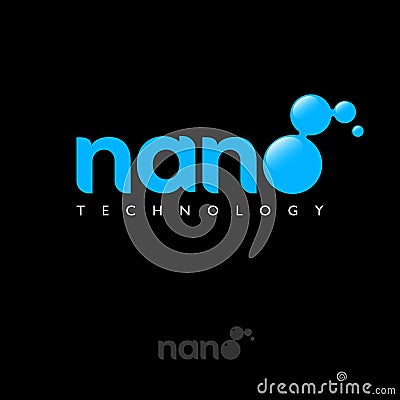 Nano logo. Letter O as molecule consist of blue glossy elements. Symbol of science and hi-tech. Vector Illustration