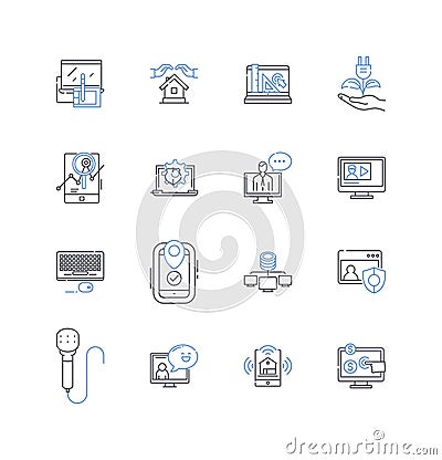 Nano-scale line icons collection. Nanoparticles, Nanotechnology, Molecular, Atom, Quantum, Microscopic, Tiny vector and Vector Illustration