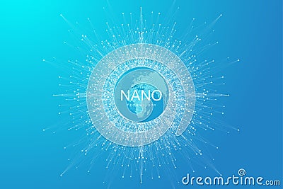 Nano technologies abstract background. Cyber technology concept. Artificial Intelligence, virtual reality, bionics Vector Illustration