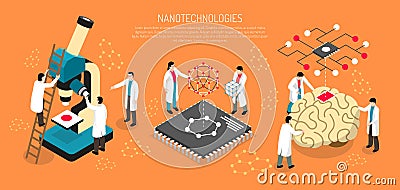 Nano Technologies Horizontal Illustration Vector Illustration