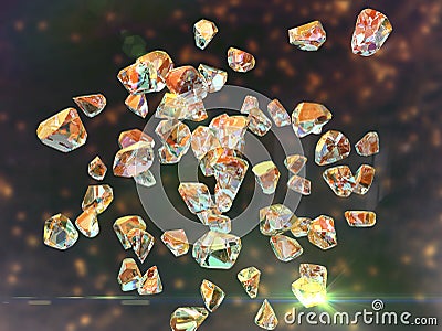 Nanodiamonds, or diamond nanoparticles, 3D illustration. Diamonds with a size below 1 micrometre Cartoon Illustration