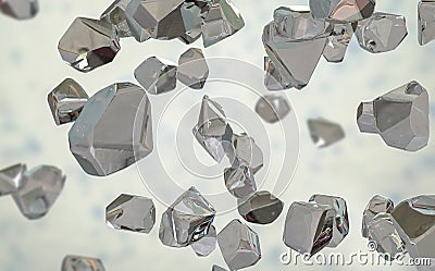 Nanodiamonds, or diamond nanoparticles, 3D illustration. Diamonds with a size below 1 micrometre Cartoon Illustration