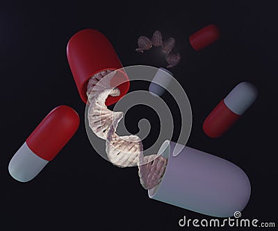 Nanodrug or nanomedicine as DNA or genetic materials for drug delivery system Stock Photo