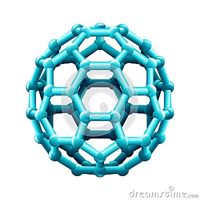 Nanoparticle 3D buckyball made from hexagons Vector Illustration